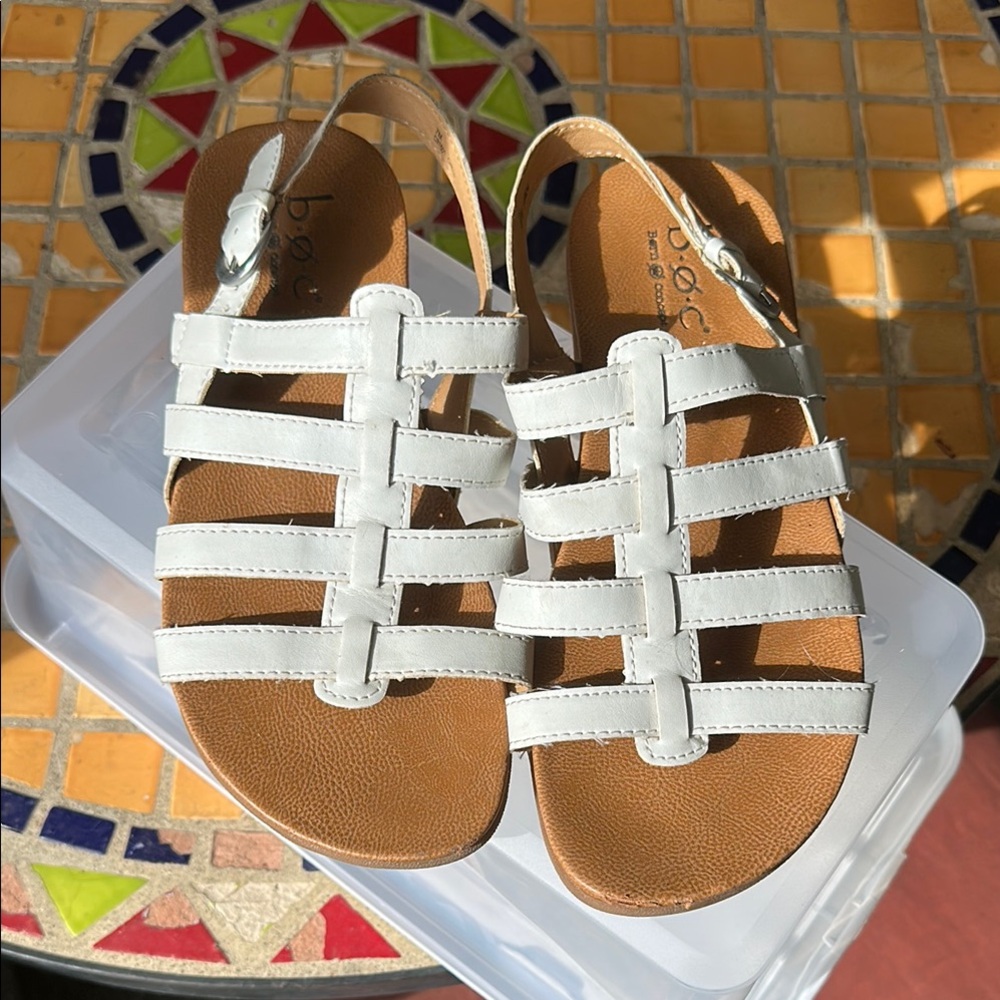 BECCA White and Tan Sandals for Effortless Style
